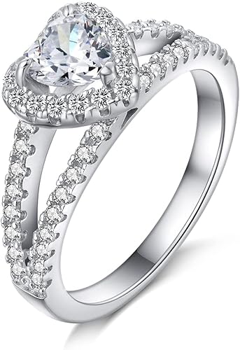 Jiahanzb Damen Ringe Verlobungsring Silber 925 5A Zirkonia Solitärring Partnerringe Eheringe Trauringe Freundschaftsringe Hochzeitsringe Versprechen Ring… von Jiahanzb