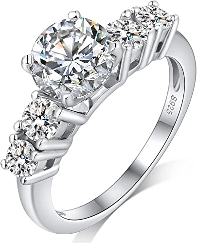 Jiahanzb Eternity Ring Damen Silber 925 Zirkonia Volle Ewigkeitsringe Vorsteckring Schmal Verlobungsringe Eheringe Trauringe Memoire Ringe von Jiahanzb