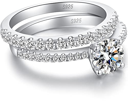 Jiahanzb Eternity Ring Damen Silber 925 Zirkonia Volle Ewigkeitsringe Vorsteckring Schmal Verlobungsringe Eheringe Trauringe Memoire Ringe… von Jiahanzb