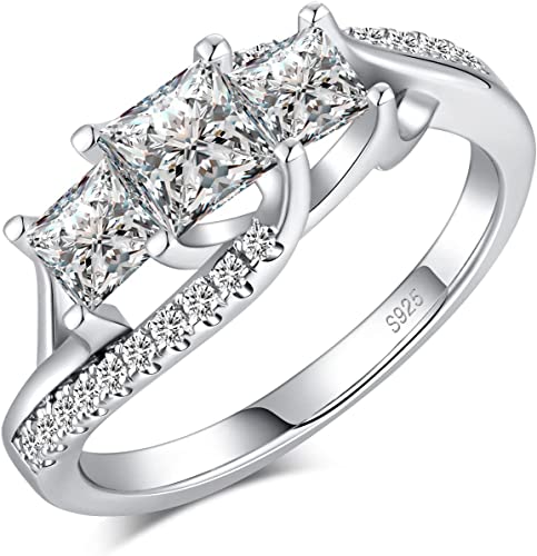 Jiahanzb Eternity Ring Damen Silber 925 Zirkonia Volle Quadratischer Ewigkeitsringe Vorsteckring Schmal Verlobungsringe Eheringe Trauringe Memoire Ringe… von Jiahanzb