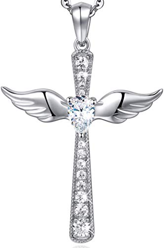 Kreuz Halskette Frauen Herren Silber Engel Flügel Mode Einfach 925 Sterling Silber Kreuz Anhänger Halskette von Jiahanzb