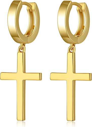 Kreuz Ohrringe Gold Silber Herren Kreuzohrring Damen von Jiahanzb