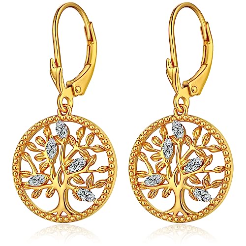 Baum des Lebens Ohrringe für Damen, 925 Sterling Silber Ohrringe Hängende mit Zirkonia Kristall Schmuck für ihre Damen Mutter von Jiahanzb