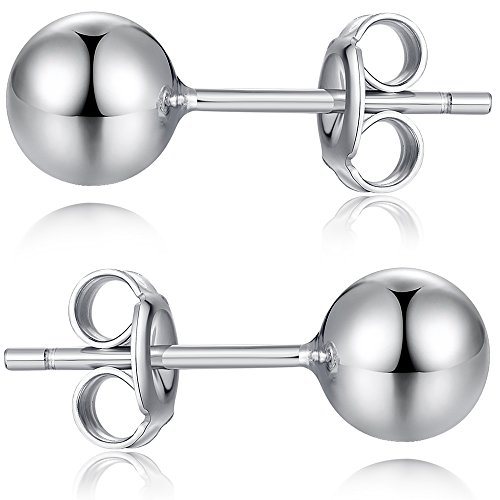 Kugel Ohrstecker für Damen Herren 925 Sterling Silber Rund Kugel Ohrringe Stecker Hypoallergen Runde Ball Knorpel Piercings Schmuck Geschenke 4 mm von Jiahanzb