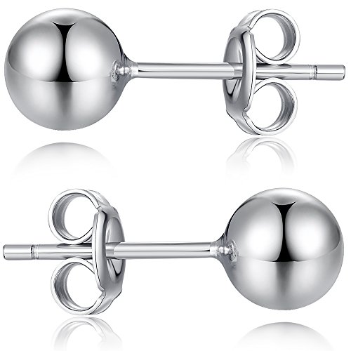 Ohrringe 925 Sterling Silber - Runde Kugel Ohrstecker - Durchmesser: 5mm von Jiahanzb