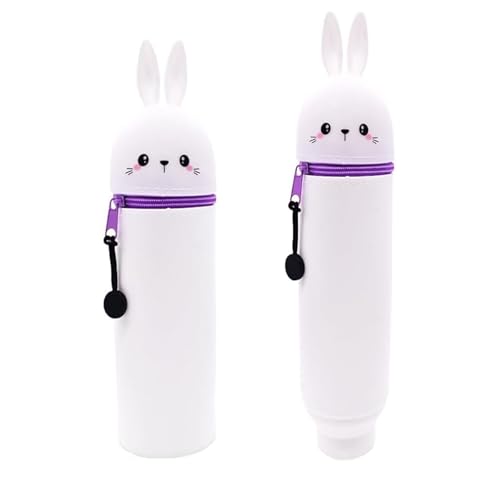 Kawaii Federmäppchen,Mäppchen,Federmäppchen Reißverschluss,Mäppchen Kaninchen,Stand up Federmäppchen,2-in-1 Weiche Silikontasche,Stifte Mäppchen, Cartoon Federmäppchen,Large Capacity Pencil Case von Jiahuade