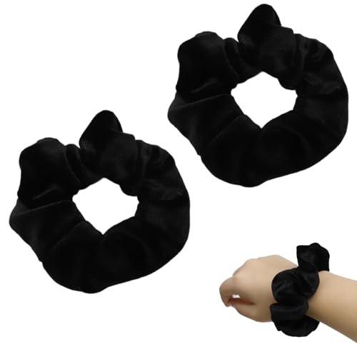 Haargummis aus Samt, mit Reißverschlusstasche, elastische Haarbänder für Damen und Mädchen, Haargummis für Pferdeschwanz-Halter, Samt-Haarschmuck, weiche Haarbänder, Geschenke, 2 Stück von Jiamaohua