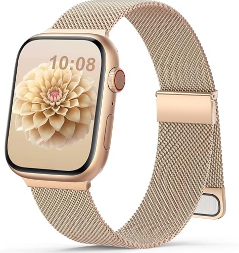 Jiamus Armband Kompatibel mit Apple Watch Armband 40mm 41mm 38mm 42mm(Series10) Magnetisch Metall Edelstahl Ersatzarmband Damen Herren für iWatch SE Ultra Series10 9 8 7 6 5 4 3 2 1 von Jiamus