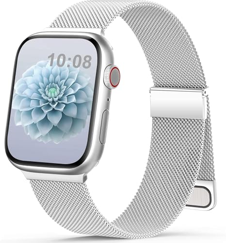 Jiamus Armband Kompatibel mit Apple Watch Armband 44mm 45mm 46mm 49mm 42mm(Series3/2/1) Magnetisch Metall Edelstahl Ersatzarmband Damen Herren für iWatch SE Ultra Series10 9 8 7 6 5 4 3 2 1 von Jiamus