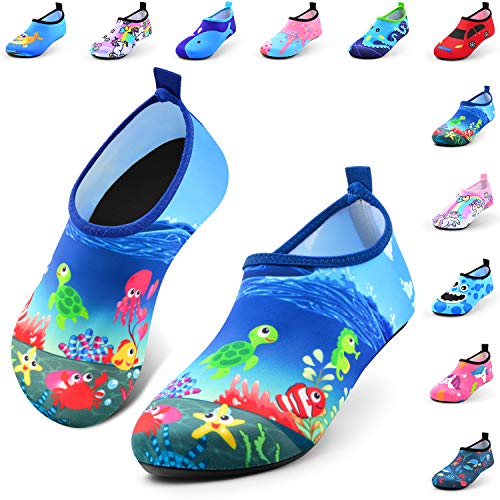 Jiamus Kinder Badeschuhe Wasserschuhe Schwimmschuhe Strandschuhe Aquaschuhe Schnell Trocknend Barfuss Schuhe für Jungen Mädchen Kleinkind Säugling Yoga Unisex,K,Kleine Schildkröte(30/31 EU) von Jiamus