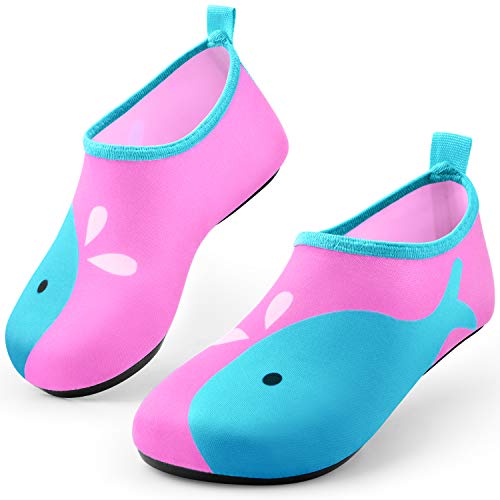 Jiamus Kinder Badeschuhe Wasserschuhe Schwimmschuhe Strandschuhe Aquaschuhe Schnell Trocknend Barfuss Schuhe für Jungen Mädchen Kleinkind Säugling Yoga Unisex Beach Pool,D,Rosa Wal(30/31 EU) von Jiamus