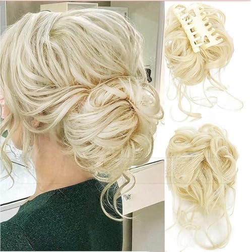 Dutthaar, Perücke Kugelkopf Damenmode großer Griff langer Bart chaotisch lockiges Haar Ring Damen Haarknoten lockiges Haar Tasche für Damen(Golden white) von Jian1004