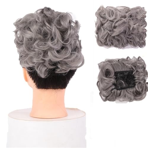 Dutthaar, Synthetischer Kamm-Clip – Locken-Dutt-Verlängerung for Frauen – Ideales Chignon-Hochsteckfrisur-Haarteil für Damen(Dark gray) von Jian1004