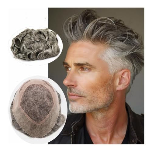 Herrenperücken, Echthaar-Toupet for Männer, atmungsaktives Haarersatzsystem auf Hautbasis mit Haaransatz(Deep gold,7x9inch) von Jian1004