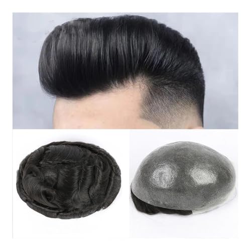 Herrenperücken, Kurze Männer Perücke Dünne Haut Haarteile Remy Menschenhaar Extensions Männer Toupet Prothese Männliche Perücke Haar System for männer(Off Black,8x10) von Jian1004