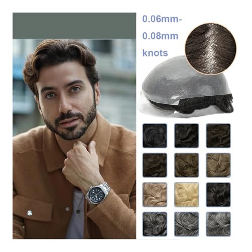 Herrenperücken, Männer Toupet 0,06-0,08mm Silikon Starke Knoten Dünne Haut Männliche Perücke Remy Menschenhaar Mirage männer Kapillare prothese Haar System(Lightest Brown,7x10) von Jian1004