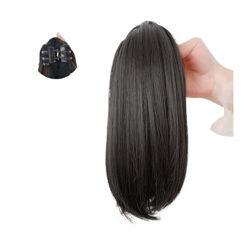 Lockiger Pferdeschwanz 12 Zoll kurze Pferdeschwanz-Verlängerung, Krallenclip, glattes Haar, Kunstkiefer-Haarteil, synthetische, hitzefreundliche Faser-Pferdeschwanz-Verlängerung for Frauen und Mädchen von Jian1004