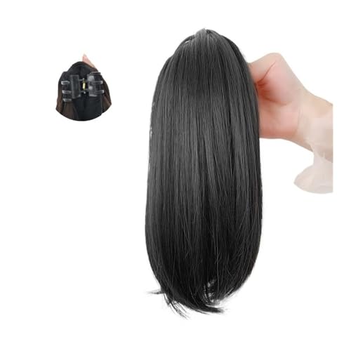 Lockiger Pferdeschwanz 12 Zoll kurze Pferdeschwanz-Verlängerung, Krallenclip, glattes Haar, Kunstkiefer-Haarteil, synthetische, hitzefreundliche Faser-Pferdeschwanz-Verlängerung for Frauen und Mädchen von Jian1004