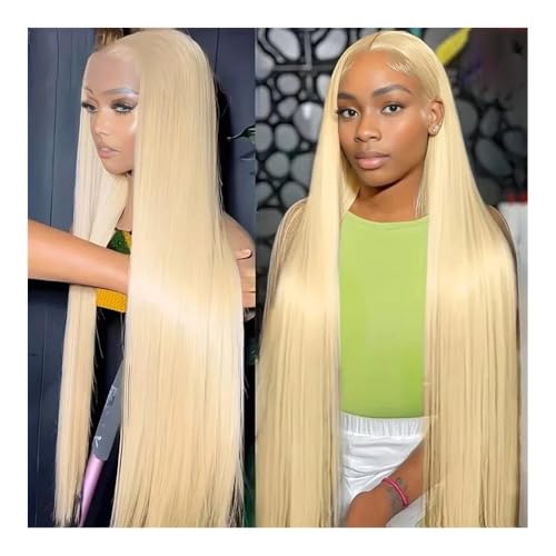 Perücken, Blonde Spitze-Frontal-Perücke, Echthaar, gerade, 200 Dichte, 13 x 4 HD, transparente Spitzen-Front-Perücken, Spitze-Frontal-Perücke for Frauen,Perücken Echthaar(18 inch) von Jian1004