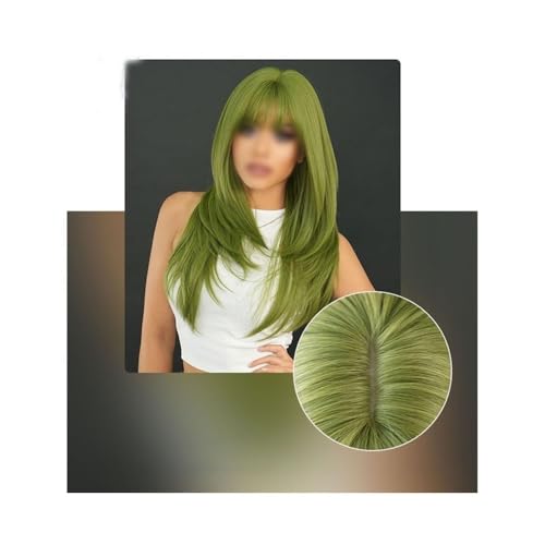 Perücken, Lange gerade gewellte Perücke mit Pony for Frauen, Party, Cospaly-Perücke, mehrschichtige Perücken, keine Spitze-Perücke, aussehende synthetische Perücken,Perücken Echthaar von Jian1004