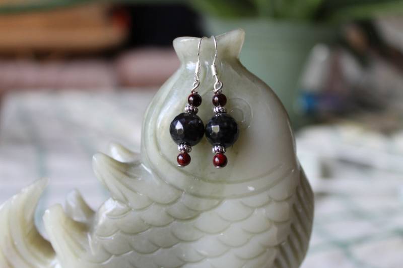 Facettierte Achatohrringe, Sterling Silber Haken von JianBeadsJewelry