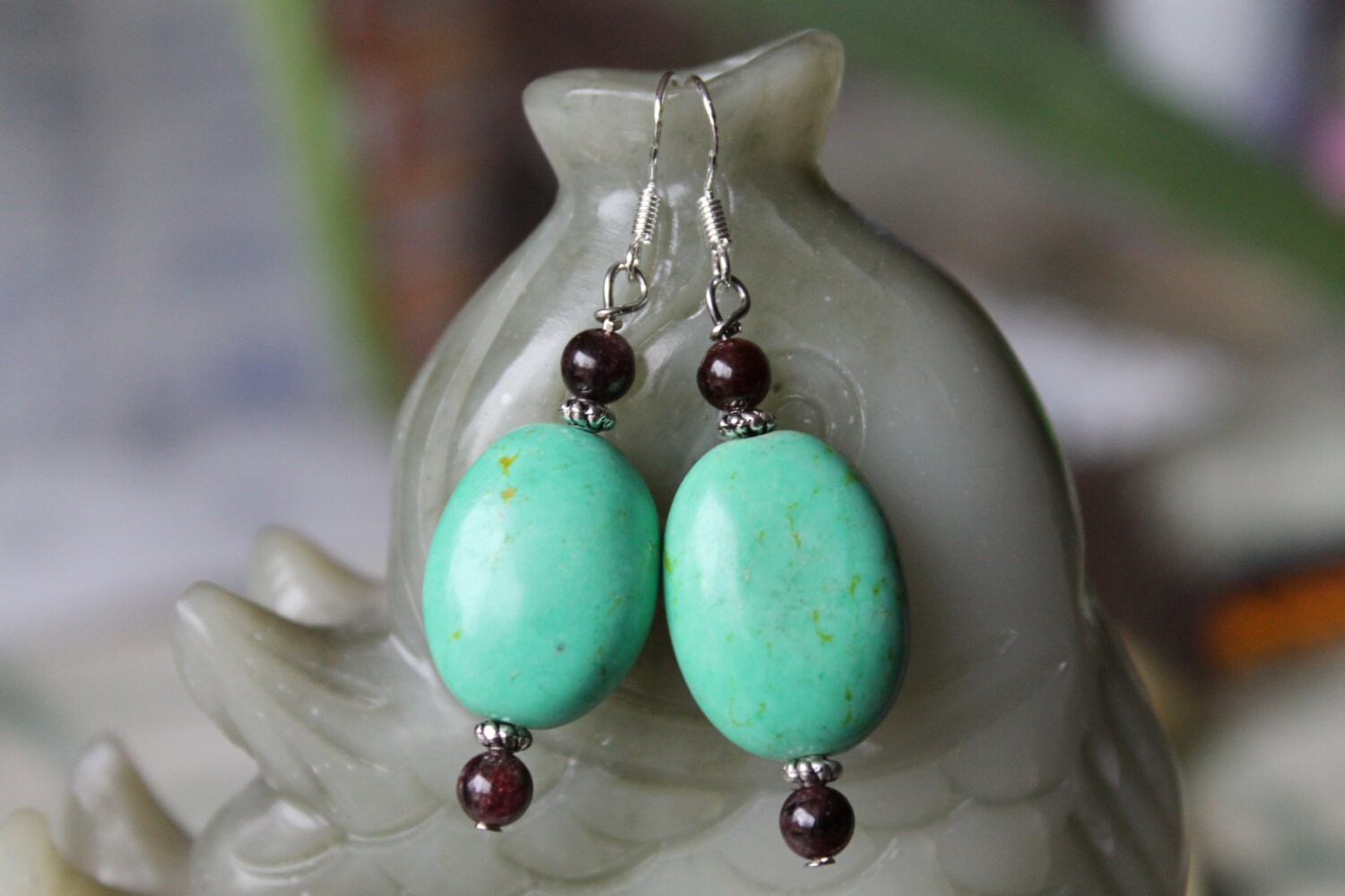 Grün Türkis Ohrringe, Sterling Silber Haken von JianBeadsJewelry