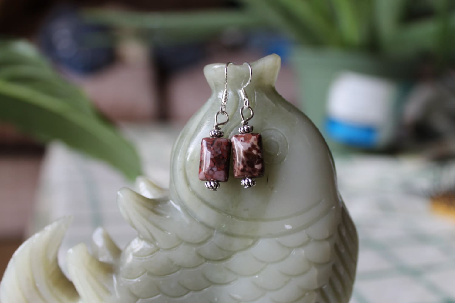 Jaspis-Ohrringe, Sterling Silber Haken von JianBeadsJewelry