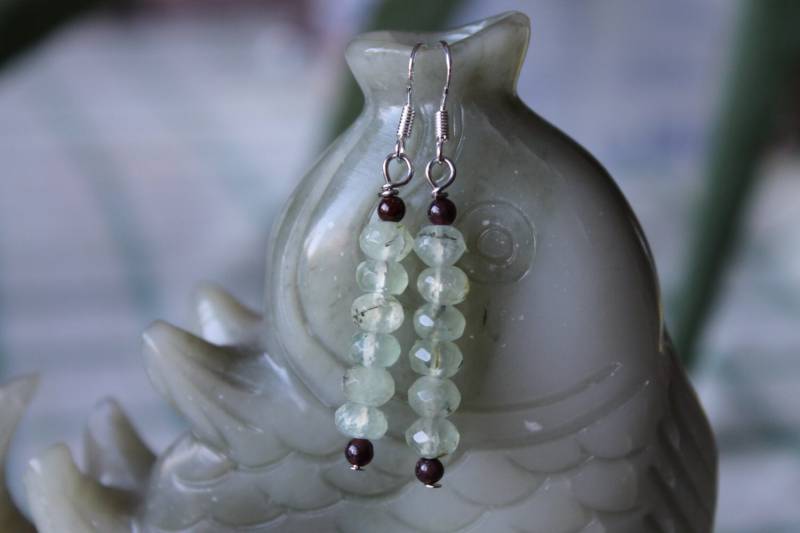 Langen Grünen Granat Ohrringe, Sterling Silber Haken von JianBeadsJewelry