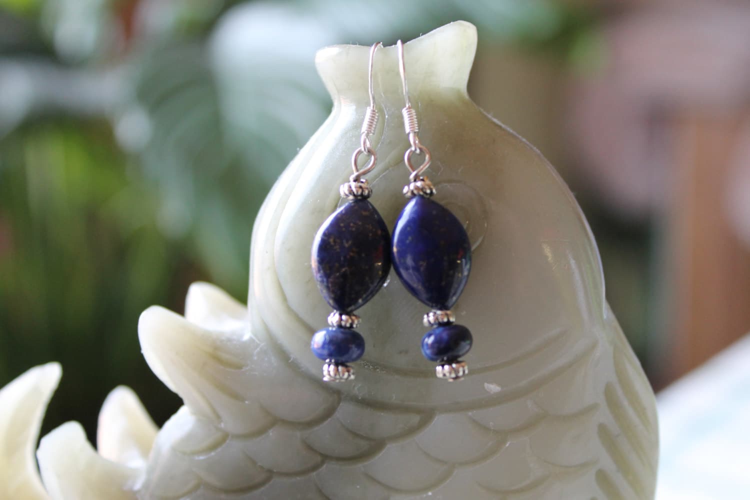 Lapis Lazuli Ohrringe, Sterling Silber Haken 01 von JianBeadsJewelry