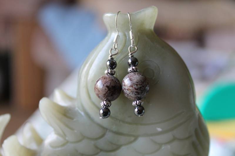 Obsidian Ohrringe, Sterling Silber Haken von JianBeadsJewelry