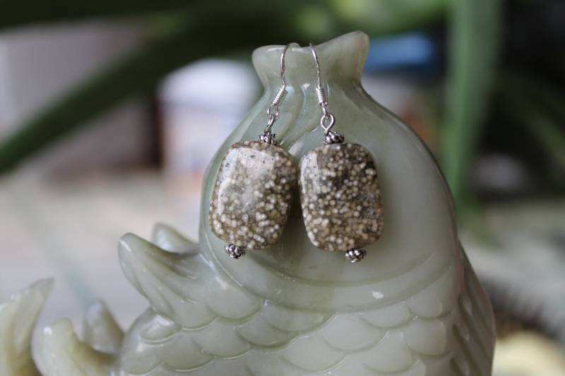 Ozean-Jaspis-Ohrringe, Sterling Silber Haken von JianBeadsJewelry