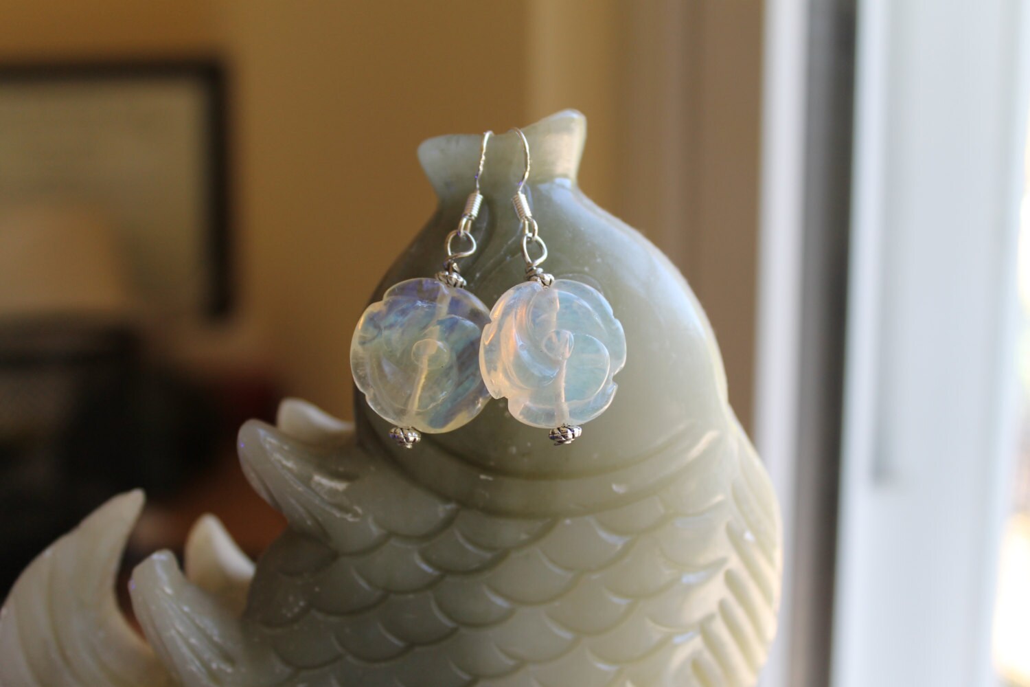 Quarz Blumenohrringe, Sterling Silber Haken von JianBeadsJewelry