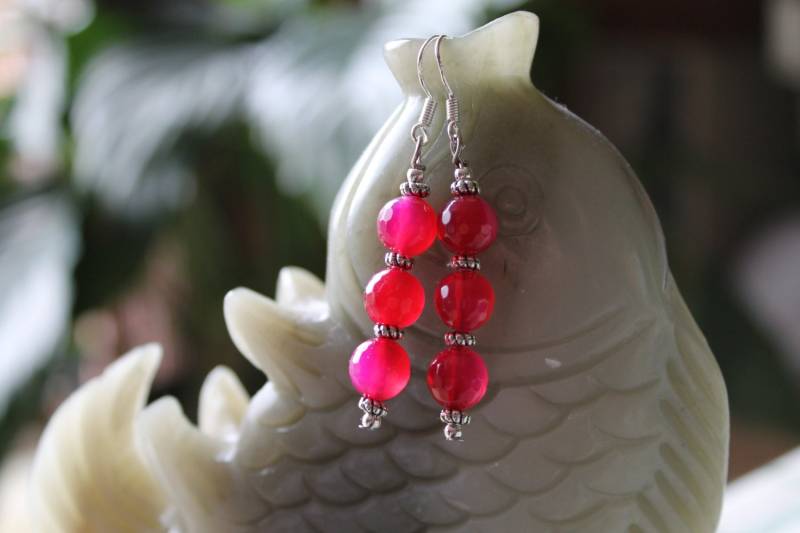 Rose Achatohrringe, Sterling Silber Haken von JianBeadsJewelry