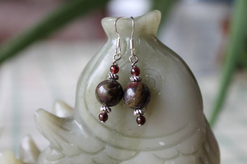 Runde Schlangenhaut Ohrringe, Sterling Silber Haken von JianBeadsJewelry