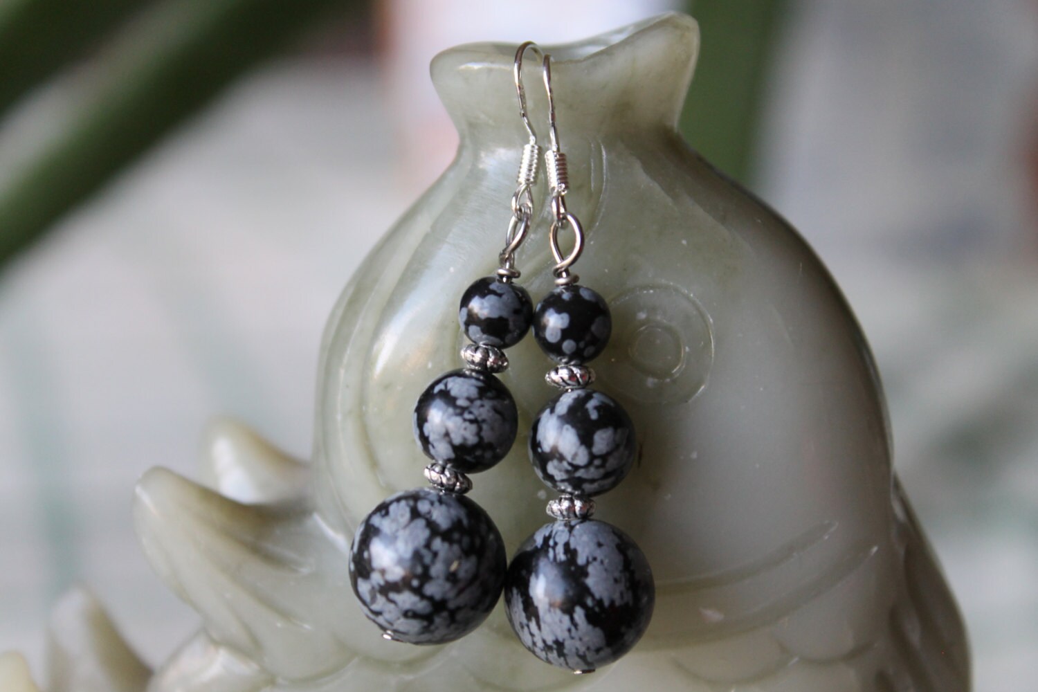 Schneeflocke Ohrringe, Sterling Silber Haken von JianBeadsJewelry