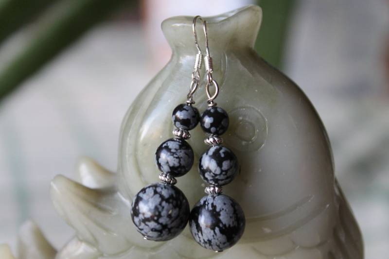 Schneeflocke Ohrringe, Sterling Silber Haken von JianBeadsJewelry