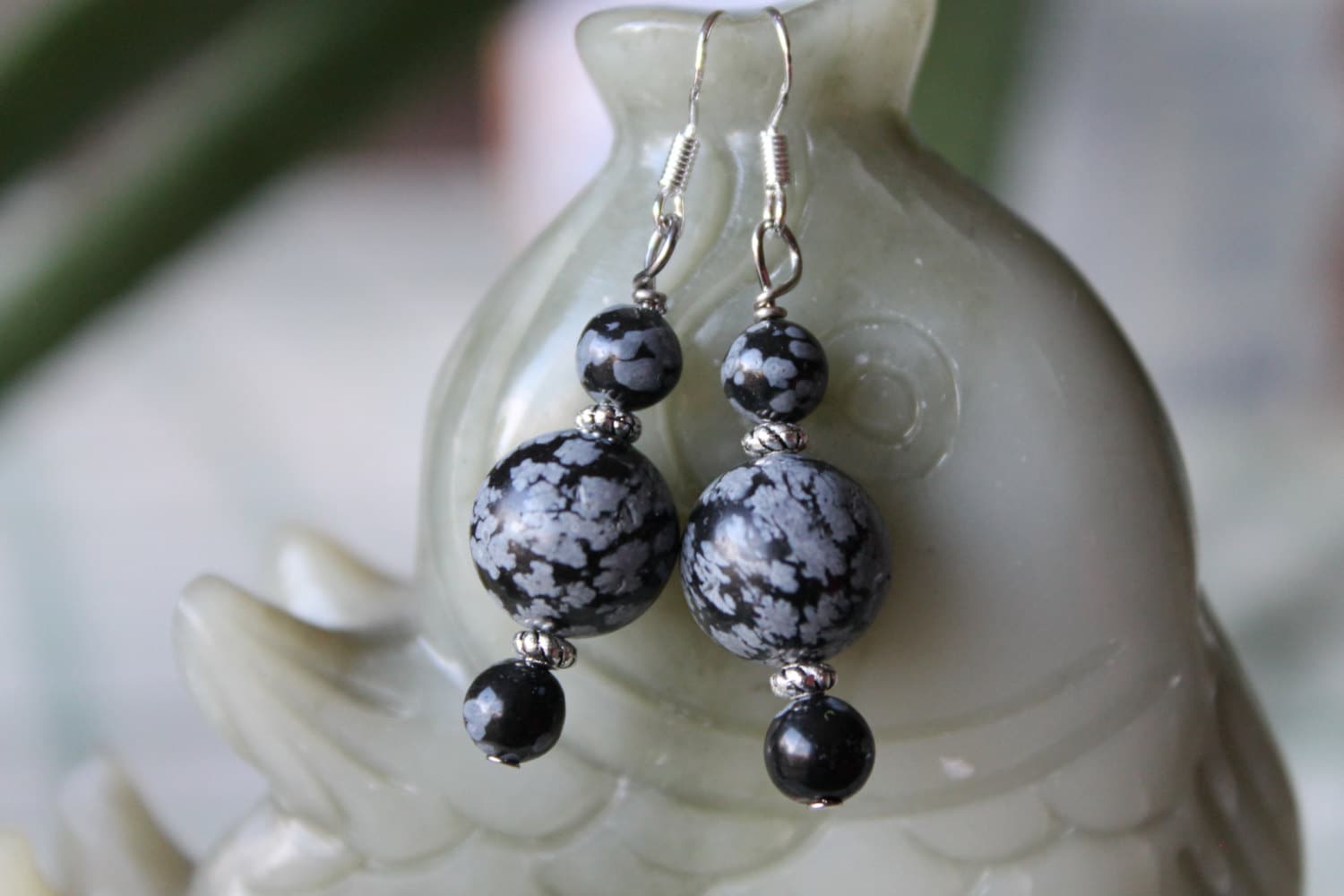 Schneeflocke Ohrringe, Sterling Silber Haken von JianBeadsJewelry