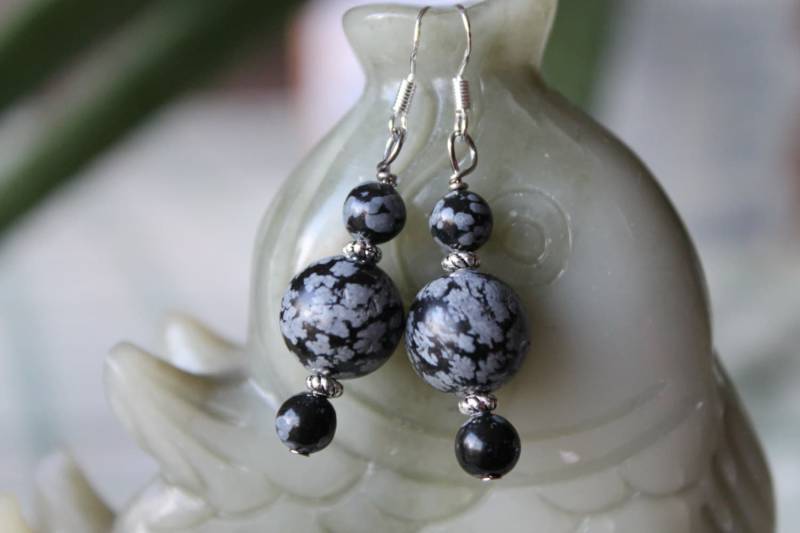 Schneeflocke Ohrringe, Sterling Silber Haken von JianBeadsJewelry