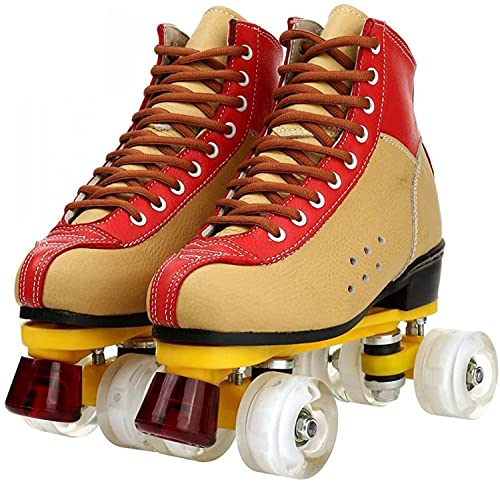 Damen Rollschuhe Stitching Zweifarbige Rollschuhe High-Top Zweireihig Rollschuhe Outdoor Rollschuhe Für Unisex Fun Glänzende Rollschuhe Für Erwachsene, Jungen, Mädchen B,34 von JianJud