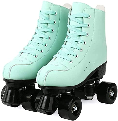 JianJud Damen Rollschuhe Klassische Doppelreihige Lederrollschuhe Für Erwachsene High End Klassische Vierrad-Doppelrollschuhe Für Mädchen Unisex A1,44 von JianJud