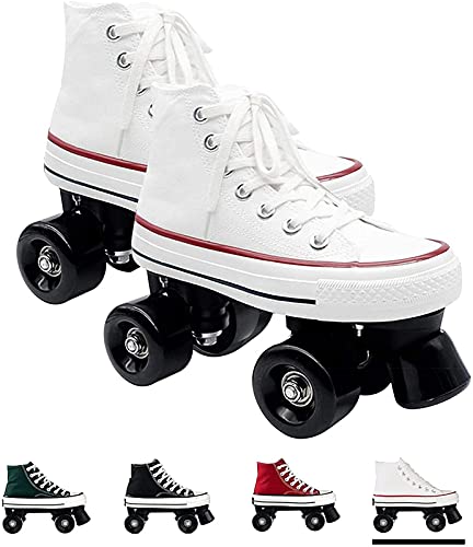 JianJud Rollschuhe Erwachsene Herren Und Damen Vierrad Rollschuhe, Canvas Zweireihige Rollschuhe Räder, Indoor Und Outdoor Zweireihige Skates Für Jugendliche A,37 von JianJud