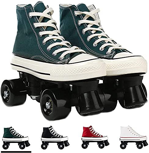 JianJud Rollschuhe Erwachsene Herren Und Damen Vierrad Rollschuhe, Canvas Zweireihige Rollschuhe Räder, Indoor Und Outdoor Zweireihige Skates Für Jugendliche C,42 von JianJud