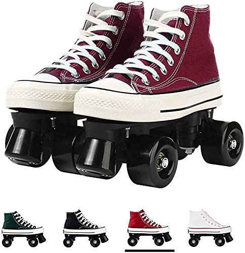 JianJud Rollschuhe Erwachsene Herren Und Damen Vierrad Rollschuhe, Canvas Zweireihige Rollschuhe Räder, Indoor Und Outdoor Zweireihige Skates Für Jugendliche D,36 von JianJud