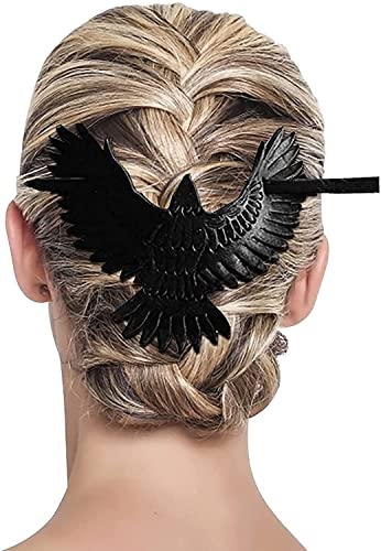 Haarnadeln für Frauen Haarschmuck, Death Moth Schädel Haarspange, Haarnadel mit einem schwarzen Raben, Cosplay Zubehör für Halloween Party Cosplay Kostüm Gothic Haarspangen (Krähe) von JianSaint