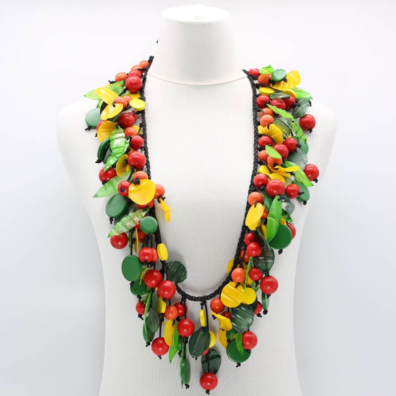 Aqua Vintage Inspirierte Holzperlen Und Kunststoff Blatt Gemischte Früchte Halskette - Medium von JianhuiLondon