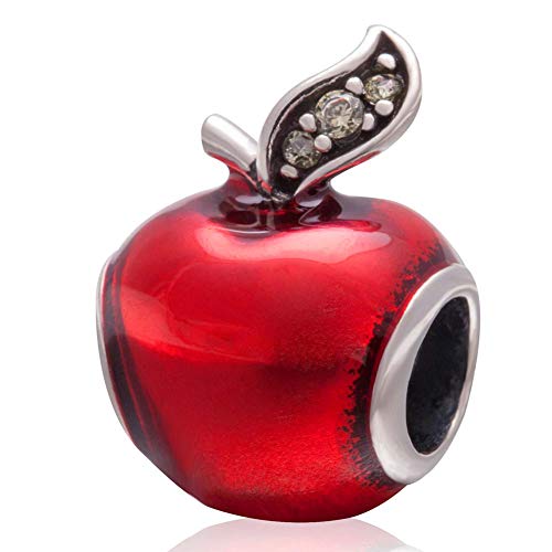 Charm-Anhänger Apfel aus 925er Sterlingsilber, rote Emaille, Glücksbringer für Pandora-Charm-Armband (A) von Jiarong Charms