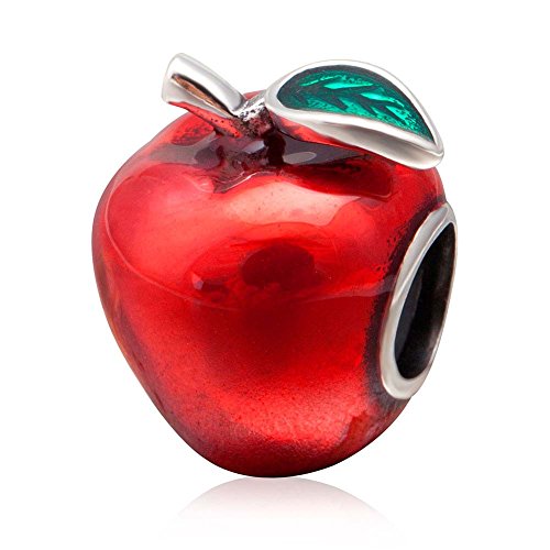 Charm-Anhänger Apfel aus 925er Sterlingsilber, rote Emaille, Glücksbringer für Pandora-Charm-Armband (B) von Jiarong Charms