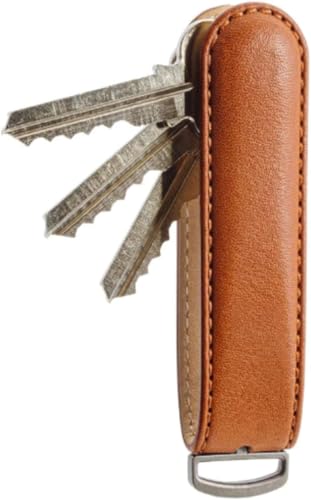 Jibbon Italian Premium Leather Key Organizer - Stylish Key Holder with Marine Grade 316 Stainless Steel, Compact EDC Keychain, Accommodates Up To 9 Keys, Including Car Keys - (TAN) von Jibbon