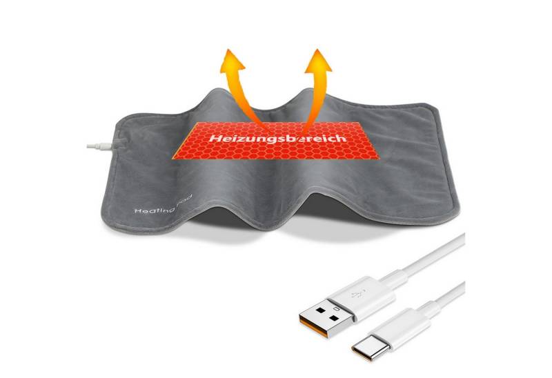 Jibenhome Heizkissen USB 60x30 cm Kristallsamt Elektrisch Wärmekissen, 3 Temperaturstufen, für Mikrowelle,Körnerkissen Nacken,Schulter,Rücken von Jibenhome