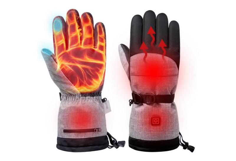 Jibenhome Skihandschuhe Handschuhe Damen Herren,Thermo Handschuhe Touchscreen,bis zu 55°C Winterhandschuhe,3 Heizungsstufe,Wasserdichte & Winddichte von Jibenhome